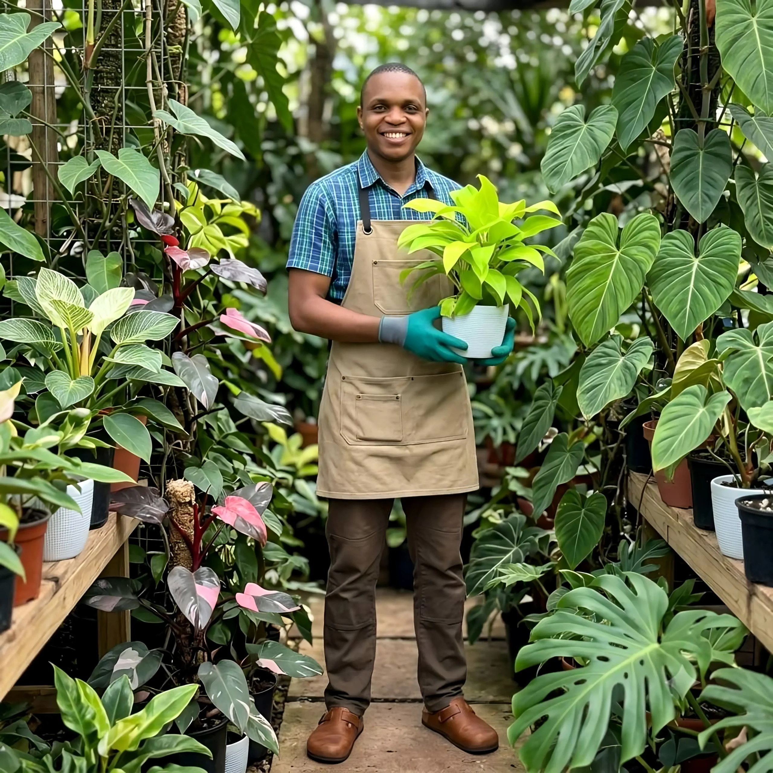 Jeff Rev, founder of Jefrev, with part of his philodendron collection