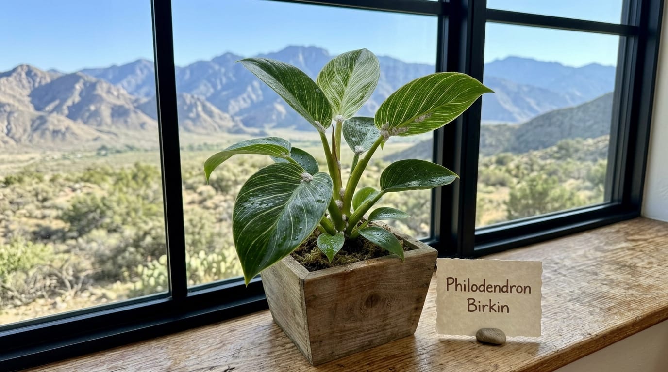 Philodendron Birkin in different window